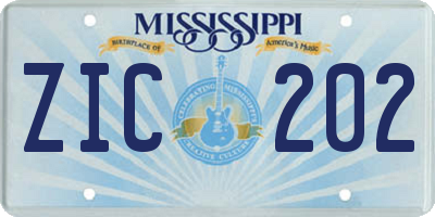 MS license plate ZIC202