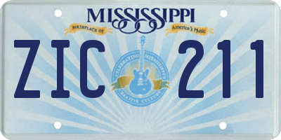 MS license plate ZIC211