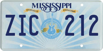 MS license plate ZIC212
