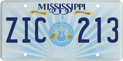 MS license plate ZIC213