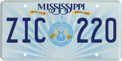 MS license plate ZIC220