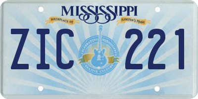 MS license plate ZIC221
