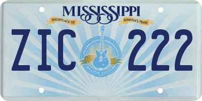 MS license plate ZIC222