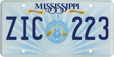 MS license plate ZIC223