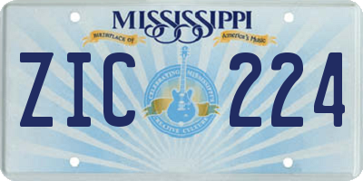 MS license plate ZIC224