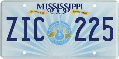 MS license plate ZIC225