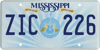 MS license plate ZIC226