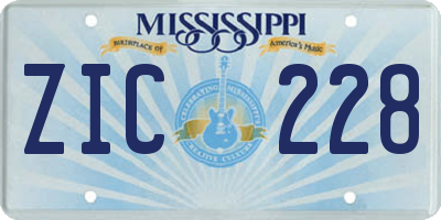 MS license plate ZIC228