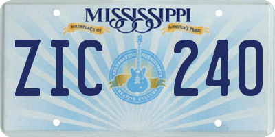 MS license plate ZIC240