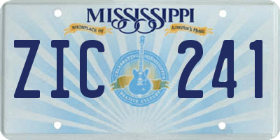 MS license plate ZIC241