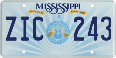 MS license plate ZIC243