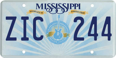 MS license plate ZIC244