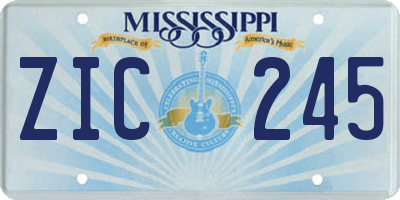MS license plate ZIC245