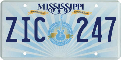 MS license plate ZIC247