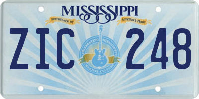 MS license plate ZIC248