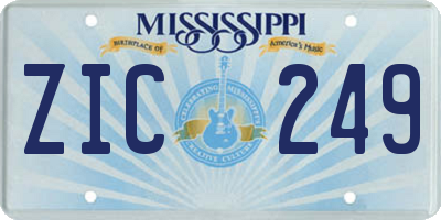 MS license plate ZIC249