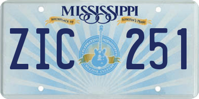 MS license plate ZIC251