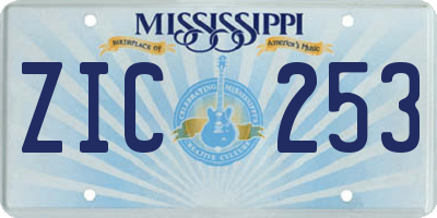 MS license plate ZIC253
