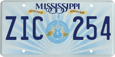 MS license plate ZIC254
