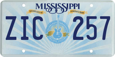 MS license plate ZIC257