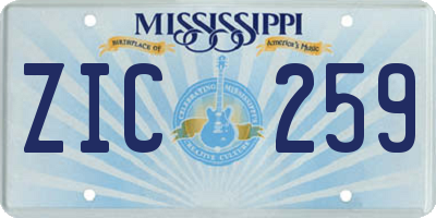 MS license plate ZIC259