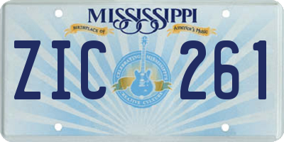 MS license plate ZIC261