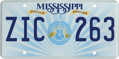MS license plate ZIC263