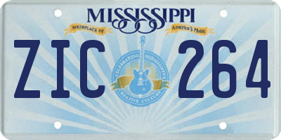 MS license plate ZIC264