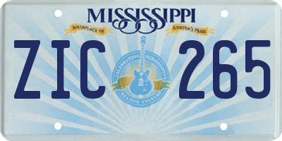 MS license plate ZIC265