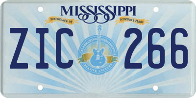MS license plate ZIC266