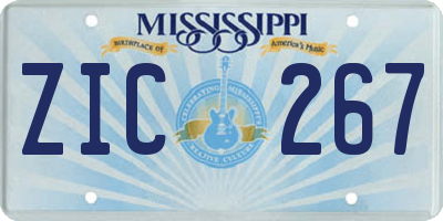 MS license plate ZIC267