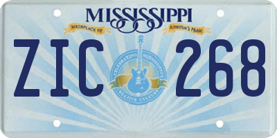 MS license plate ZIC268
