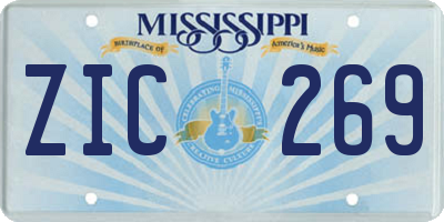 MS license plate ZIC269