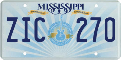 MS license plate ZIC270