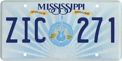 MS license plate ZIC271