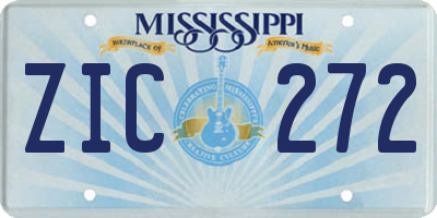 MS license plate ZIC272