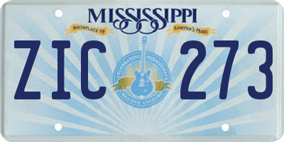 MS license plate ZIC273