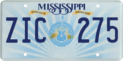 MS license plate ZIC275