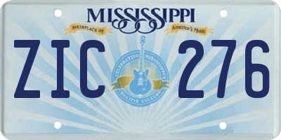 MS license plate ZIC276
