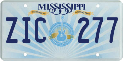 MS license plate ZIC277