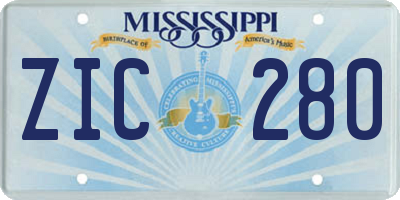 MS license plate ZIC280