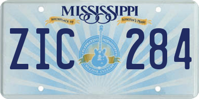 MS license plate ZIC284