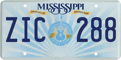 MS license plate ZIC288