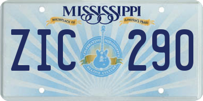 MS license plate ZIC290