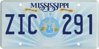 MS license plate ZIC291