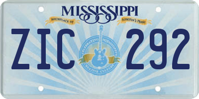 MS license plate ZIC292