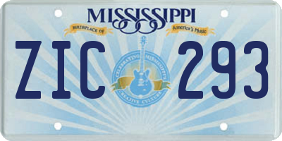 MS license plate ZIC293