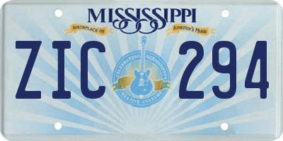 MS license plate ZIC294