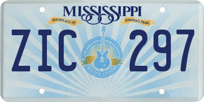 MS license plate ZIC297