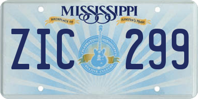 MS license plate ZIC299